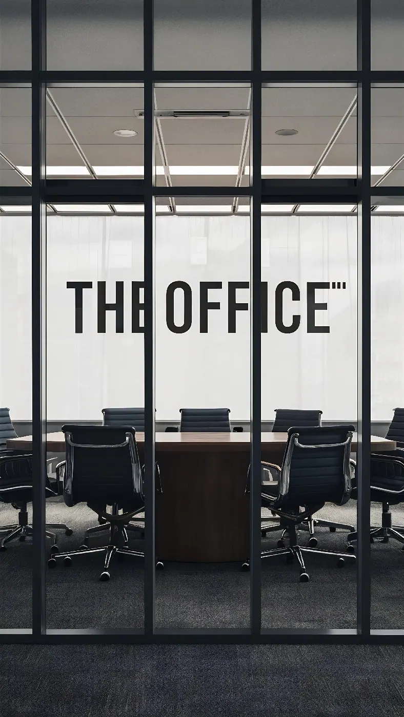 Lobby wall sign in a commercial interior